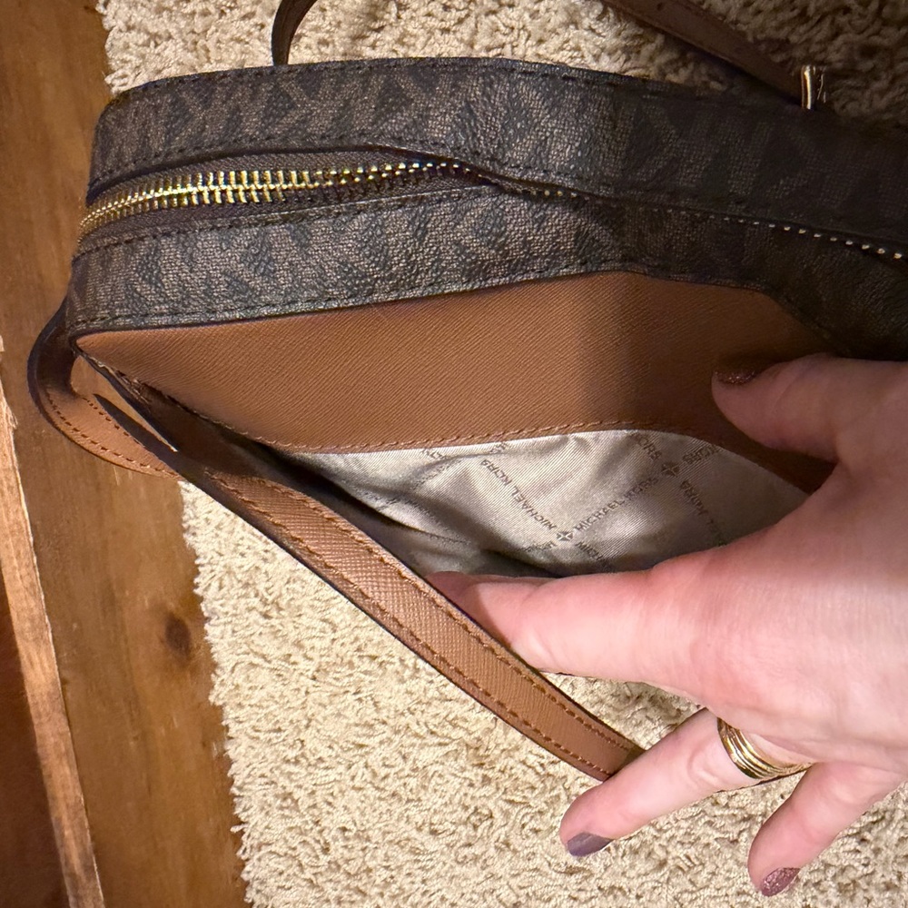 Michael Kors Dark Brown and Tan Crossbody Bag - Picture 3 of 4